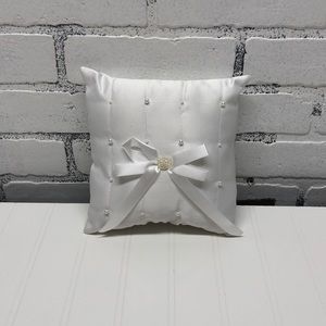 Ring Bearer Pillow - White with Pearl Accents